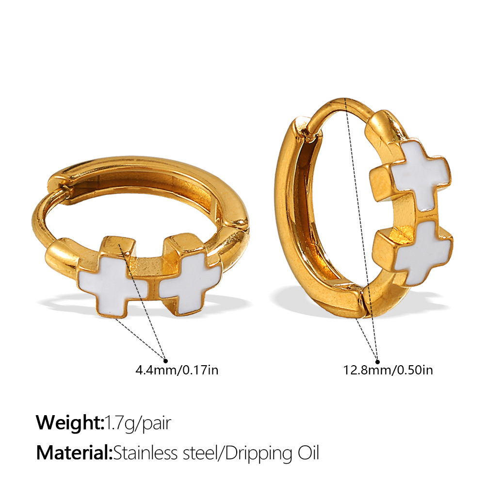 EH1181WEG White oil drop gold small earrings Picture8