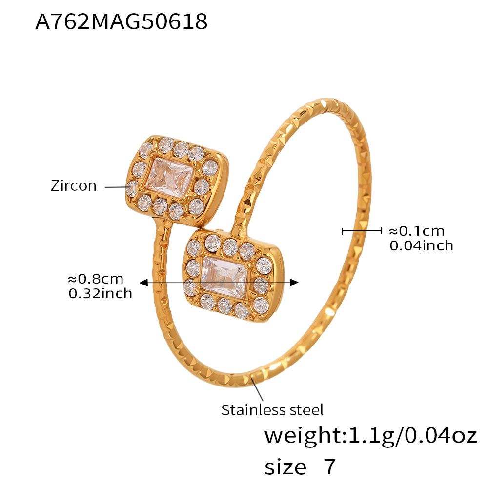 1 Piece Luxurious Heart Stainless Steel Gold Color Women's Gemstone Rings Picture2