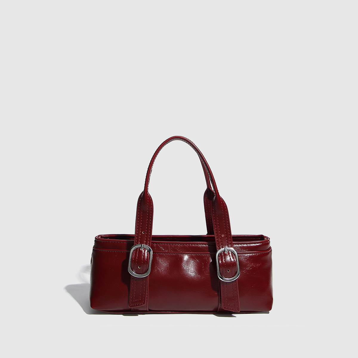 Bolso de mano para mujer de PU de color sólido informal de serie simple de 1 pieza h5 