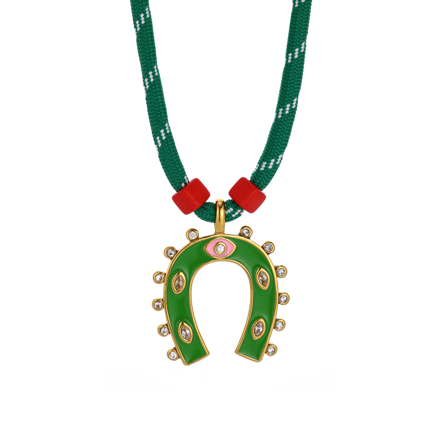 1 pezzo di collana con ciondolo a forma di ferro di cavallo tropicale in acciaio inossidabile color oro da donna h5 