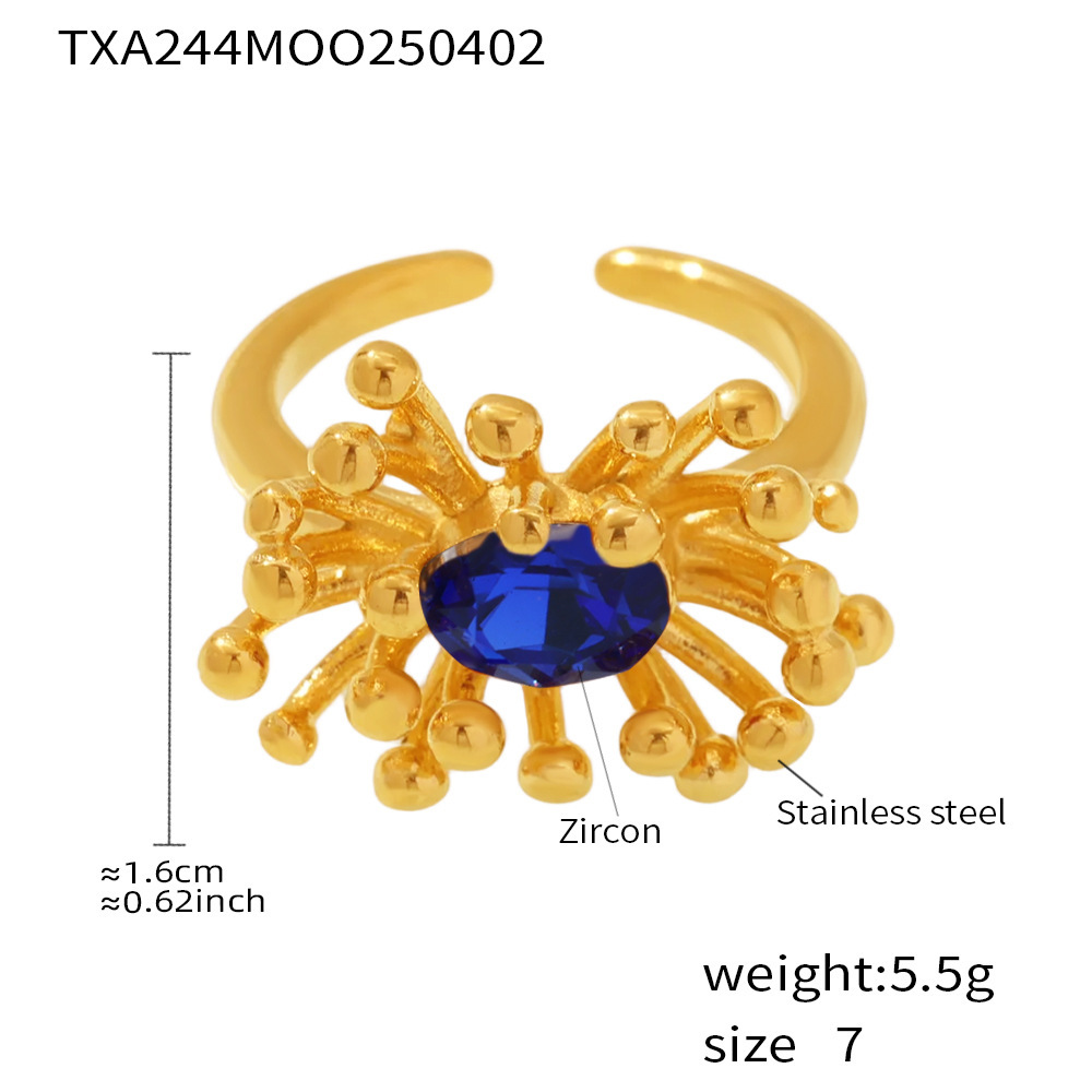 TXA244-Blue zircon stamen ring-size 7 Picture3