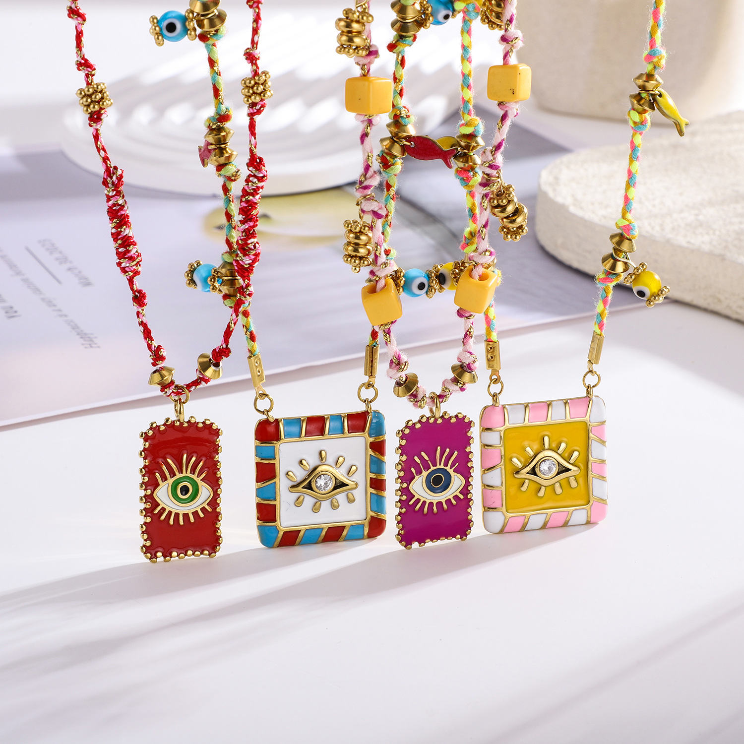 1 Piece Luxurious Devil's Eye Stainless Steel Gold Color Women's Pendant Necklaces h5 Picture3
