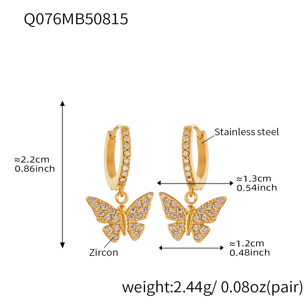 Q076-Golden Butterfly Full Diamond Zircon Earrings Picture15