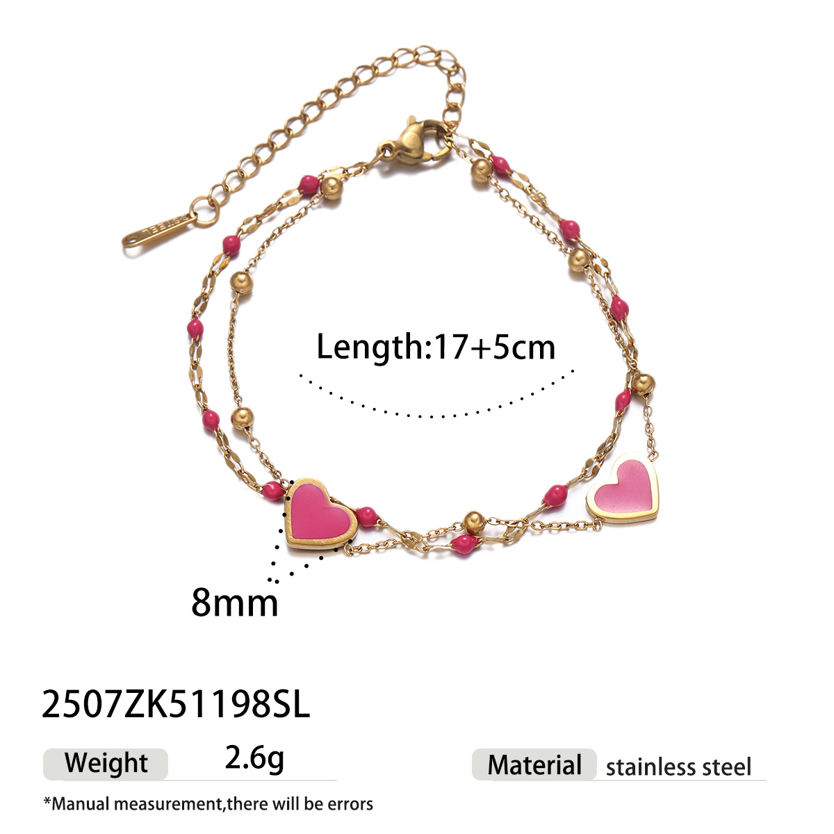 Bracelet à breloques en acier inoxydable couleur or, série romantique, 1 pièce h5 