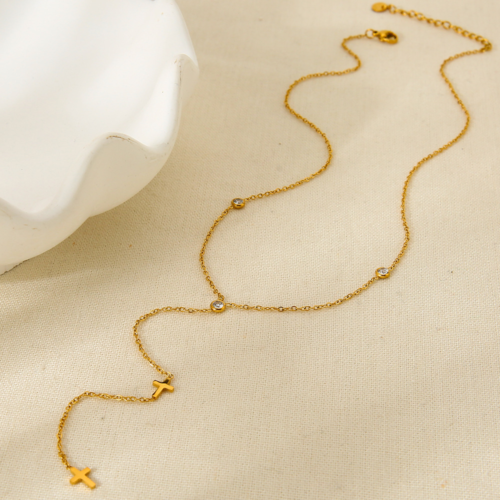 1 pezzo di semplice collana classica in acciaio inossidabile con ciondolo da donna Immagine3