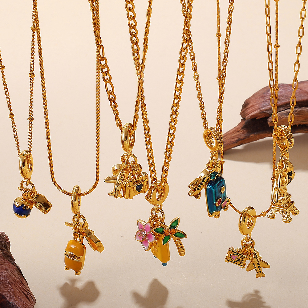 1 Piece Stainless Steel Gold Color DIY Pendant Necklace 2