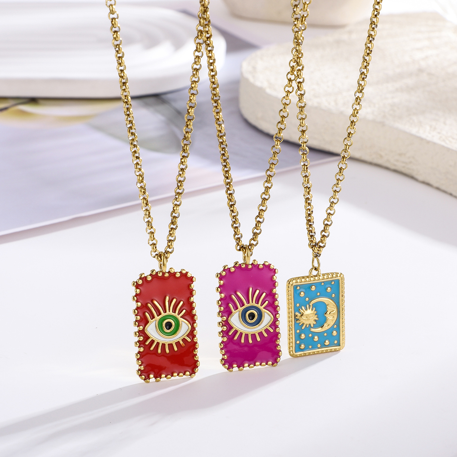 1 Piece Classic Tarot Stainless Steel Gold Color Women's Pendant Necklaces Picture4