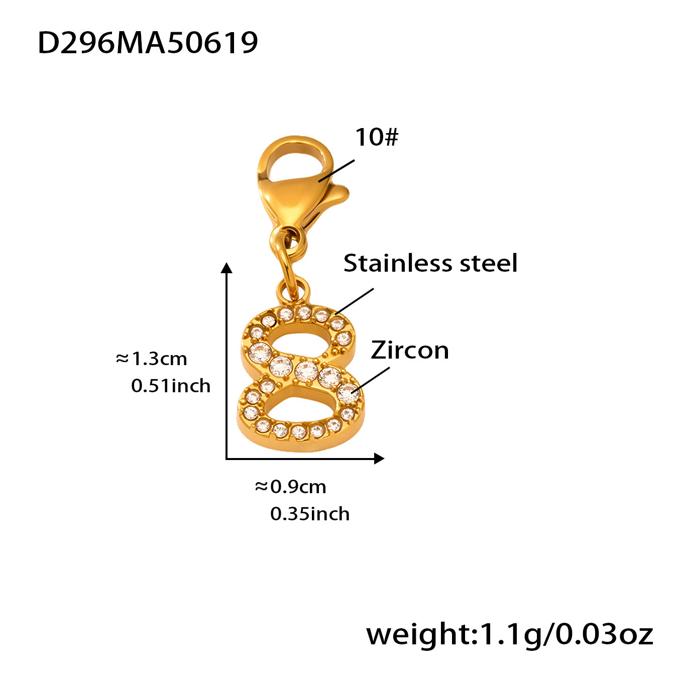 D296-Golden 8-shaped 5A zircon pendant Picture3