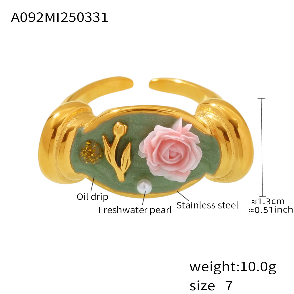A092-Gold and pink rose ring/No.7 Picture3