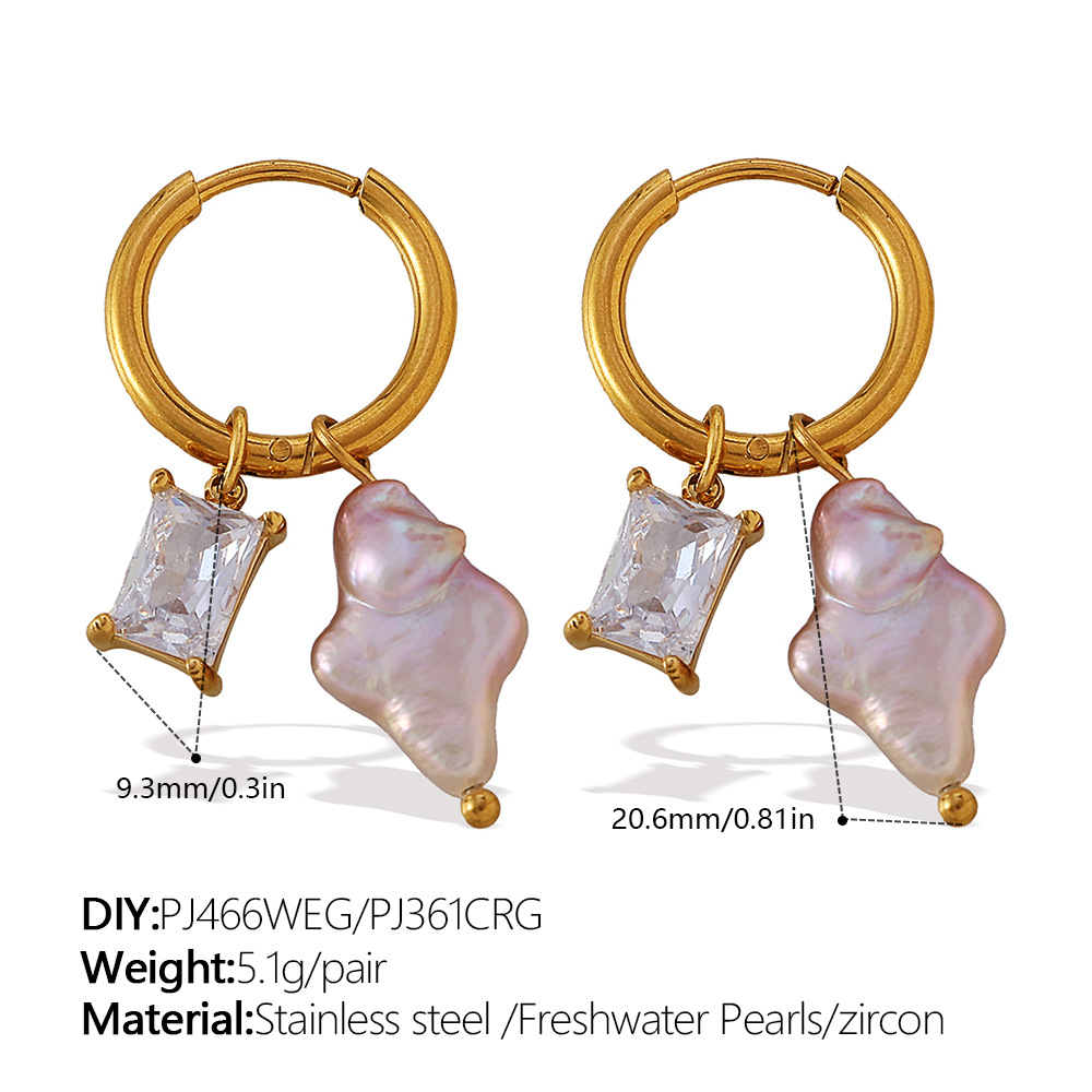 1 Pair Oceanic Stainless Steel Gold Color Drop Earrings h5 