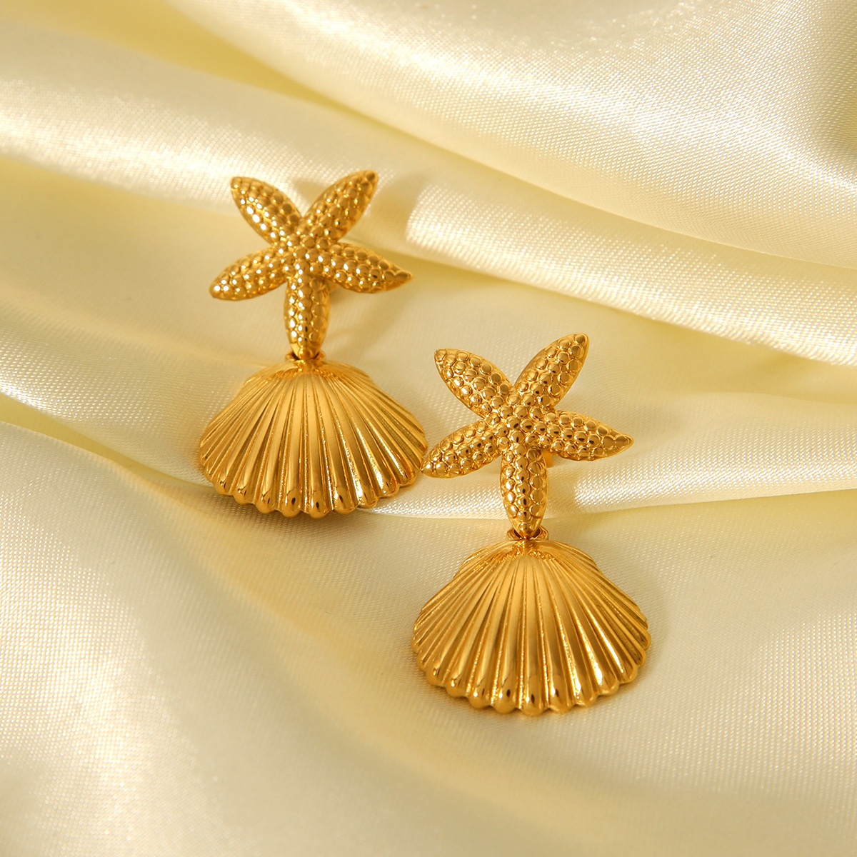 1 Pair Starfish Stainless Steel Gold Color Women's Stud Earrings h5 Picture5