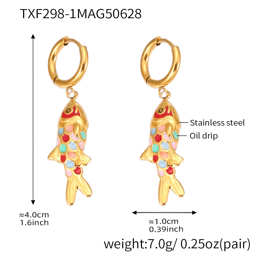 TXF298-1 Colorful fish pendant earrings Picture8