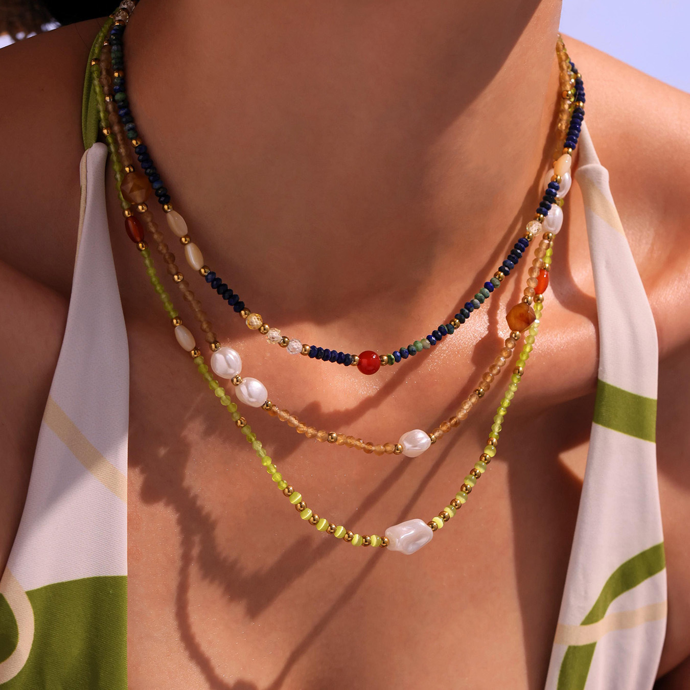 1 Piece Classic Series Elegant Beads Natural Stones Women's Beaded Necklaces Picture5