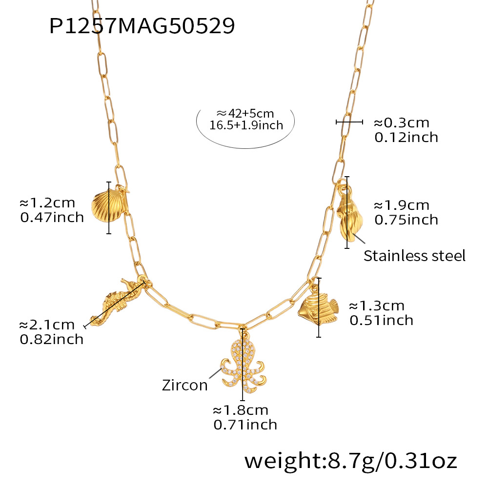 1 Piece Marine Organism Stainless Steel Gold Color Women's Pendant Necklaces Picture2
