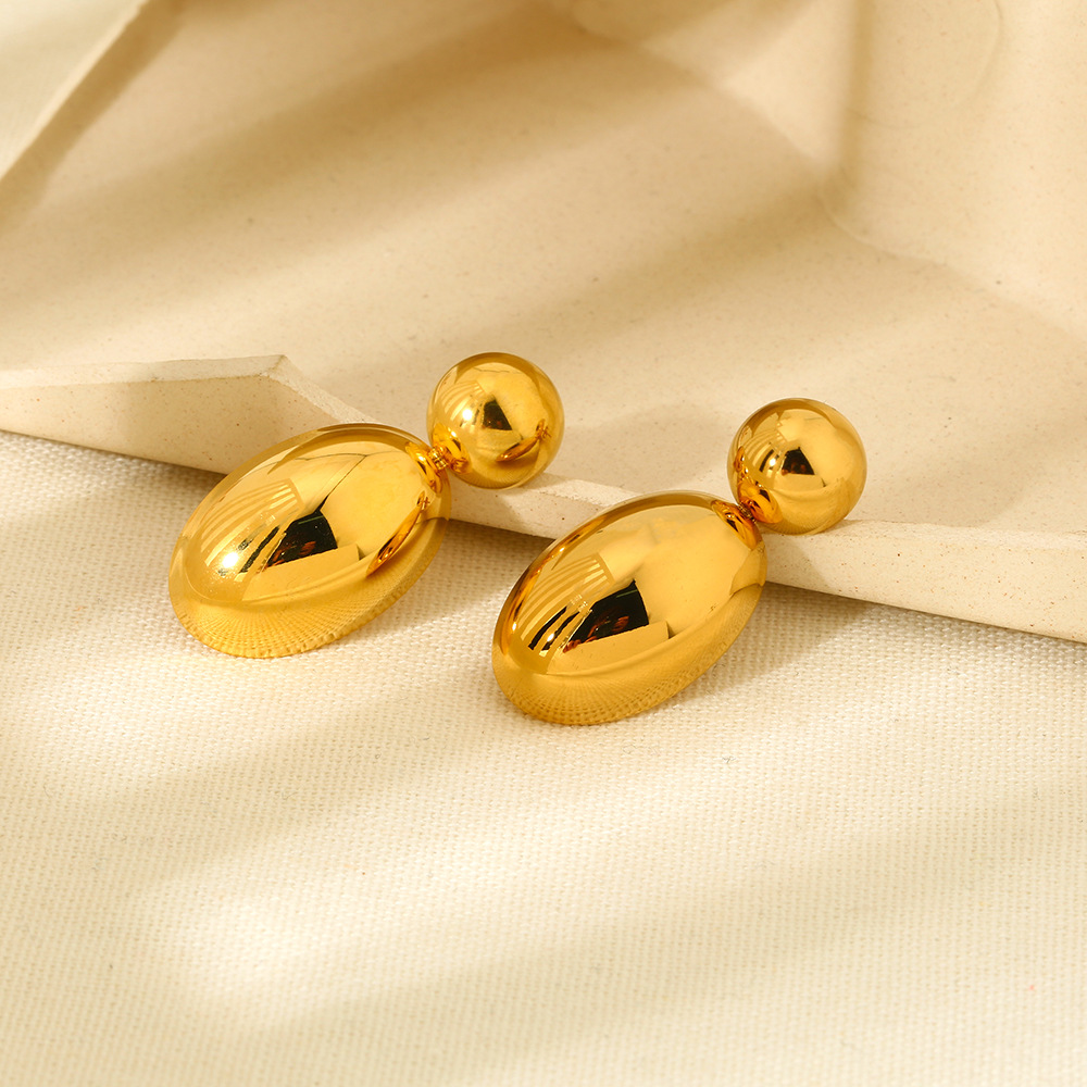 1 Pair Drop Shape Stainless Steel Gold Color Stud Earrings h5 Picture2