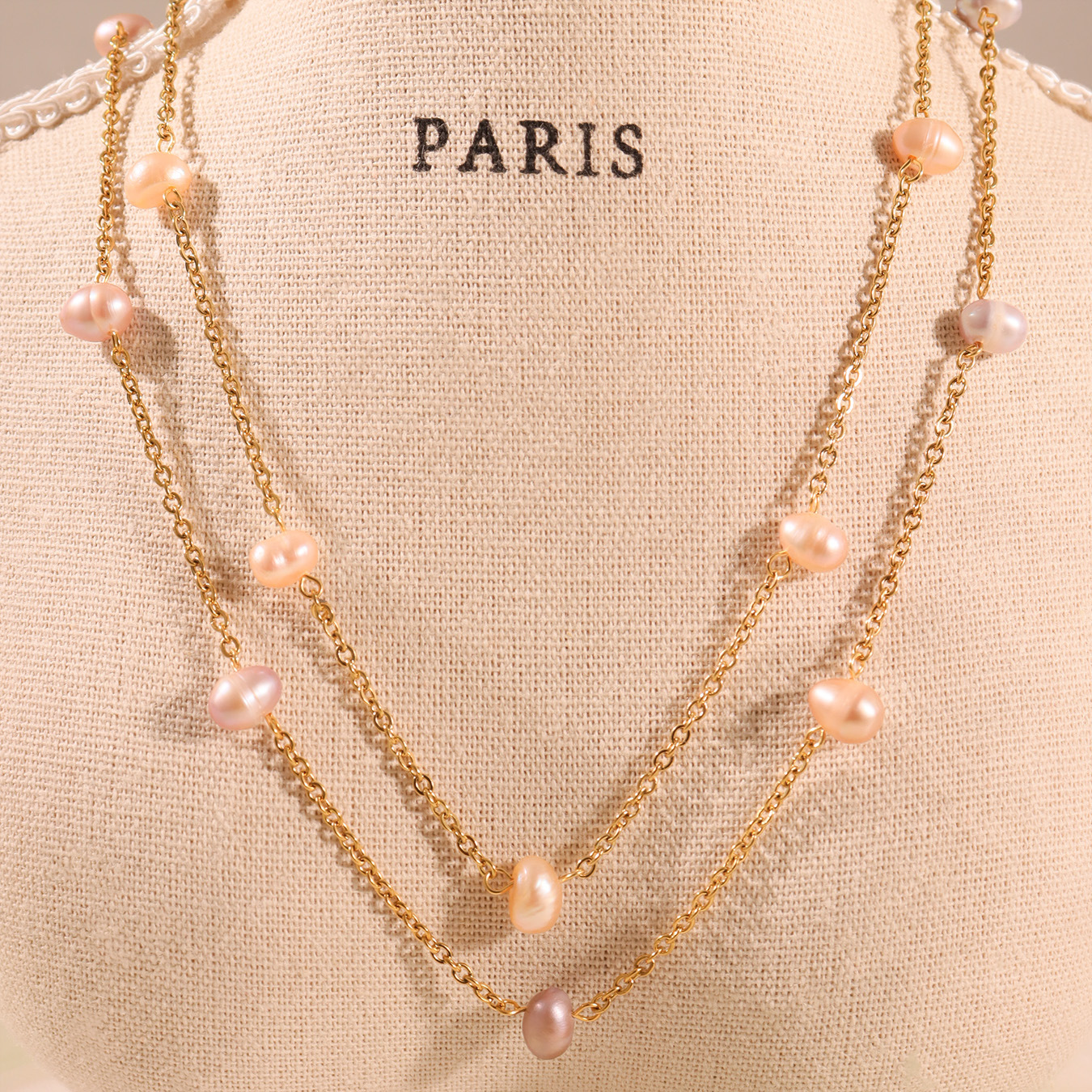 1 Piece Classic Irregular Pearl Shape Stainless Steel Gold Color Women's Chain Necklaces Picture6