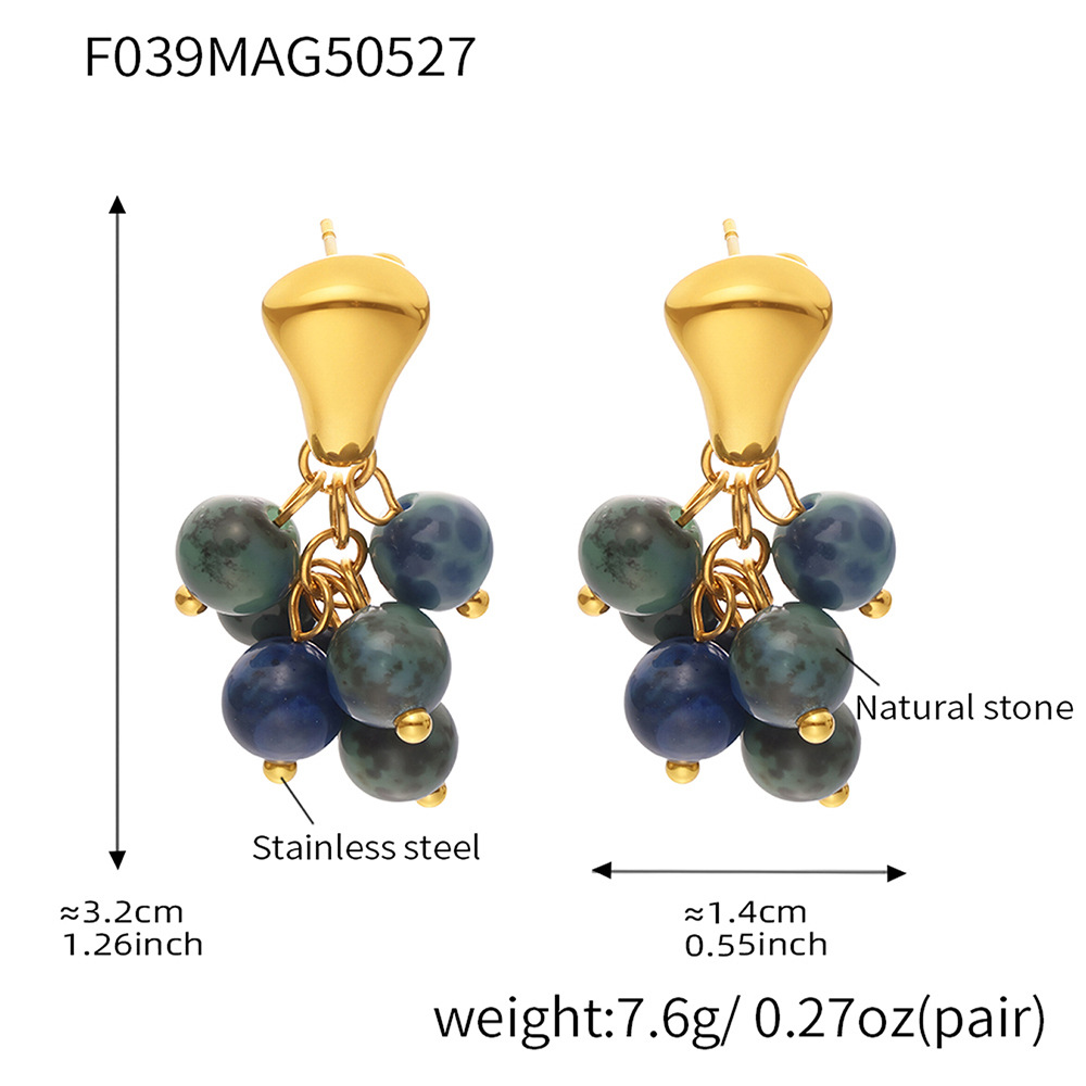 F039-Gold Natural Stone Earrings Picture4