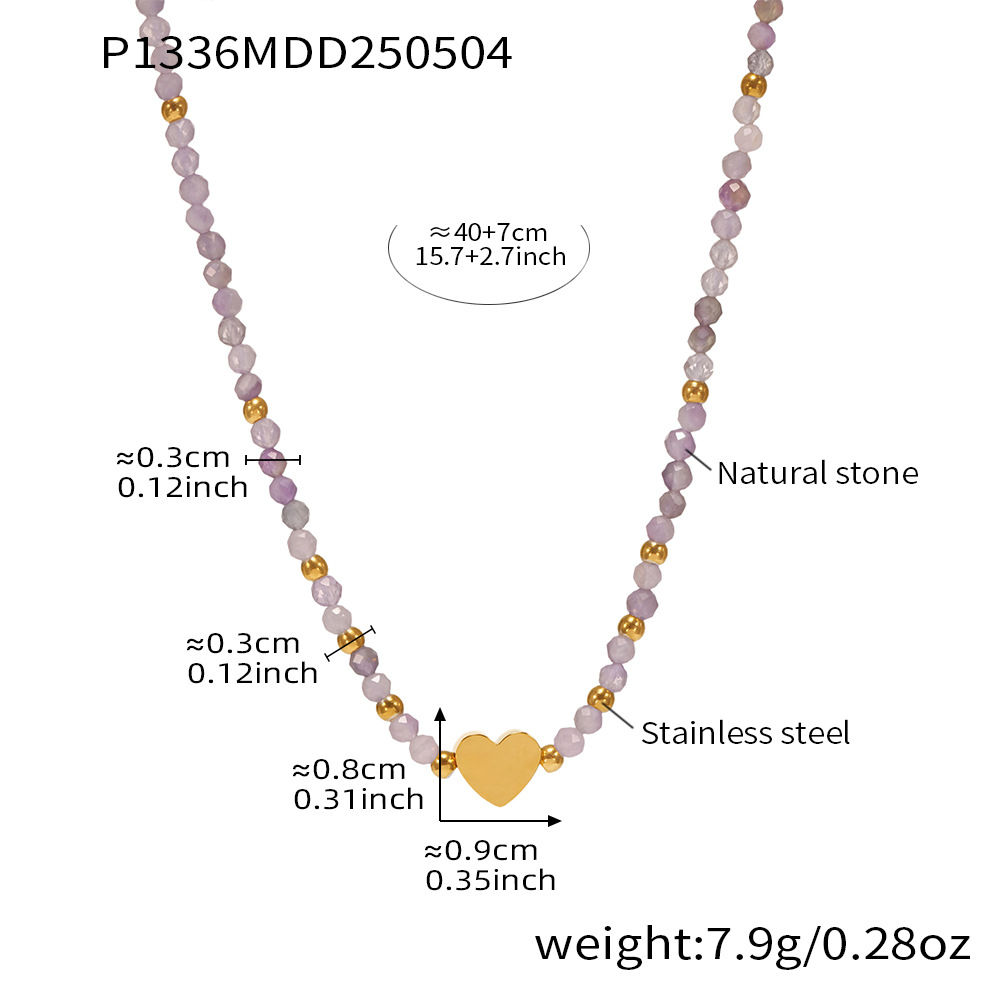 1 Piece Gorgeous Beads Stainless Steel Gold Color Women's Beaded Necklaces Picture2