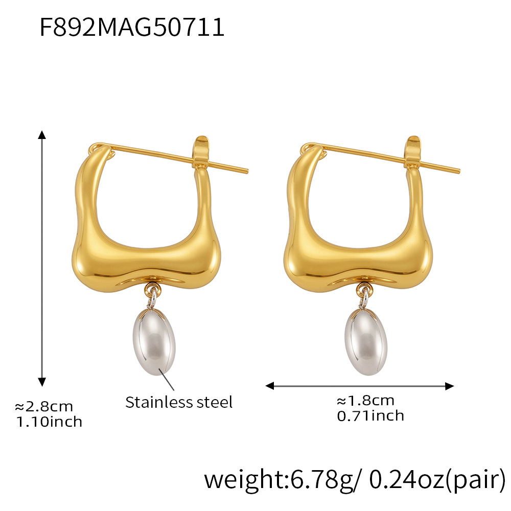 1 Pair Irregular Shape Stainless Steel Gold Color Women's Drop Earrings h5 Picture2