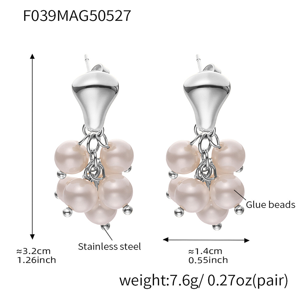 F039-Steel White Shell Pearl Earrings Picture5