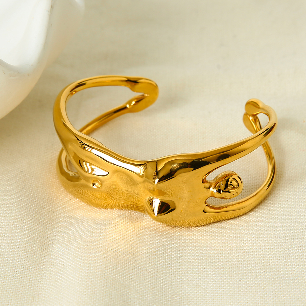 1 Piece Classic Retro Figure Stainless Steel  Gold Color Women's Cuff Bracelets 2