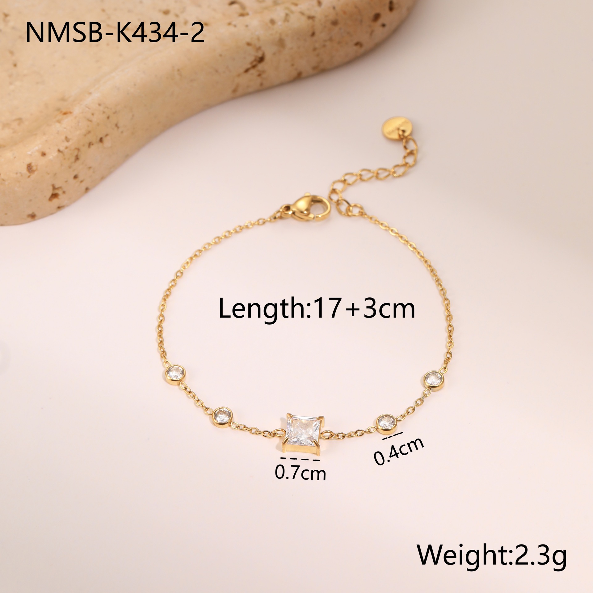 NMSB-K434-2 White Zirconium Bracelet Picture2