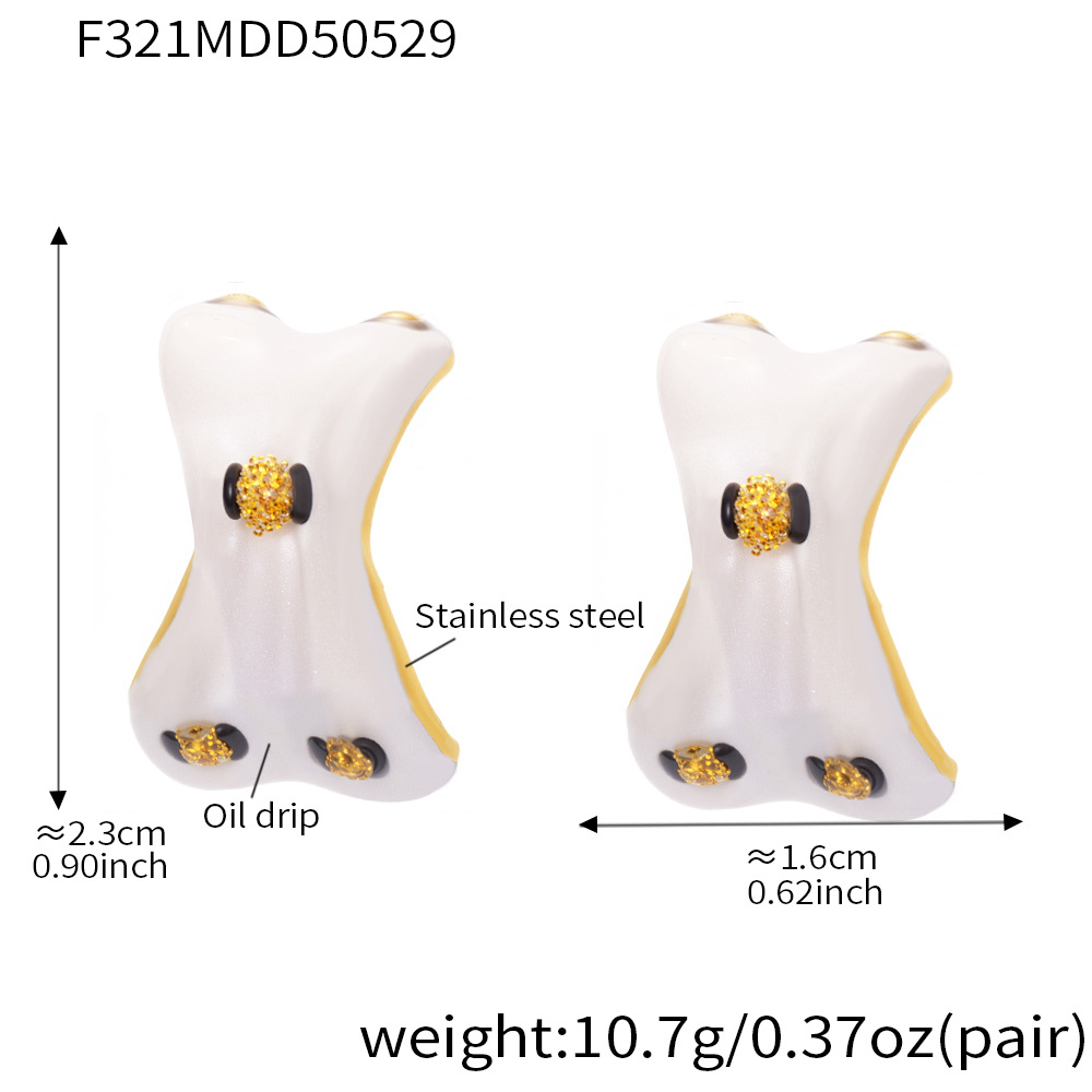 1 Pair Colorful Irregular Shape Stainless Steel Gold Color Women's Stud Earrings 