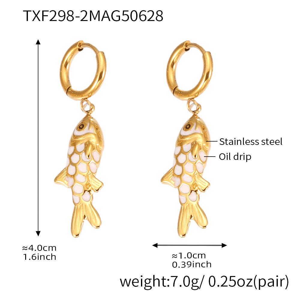 TXF298-2 White Fish Pendant Earrings Picture9