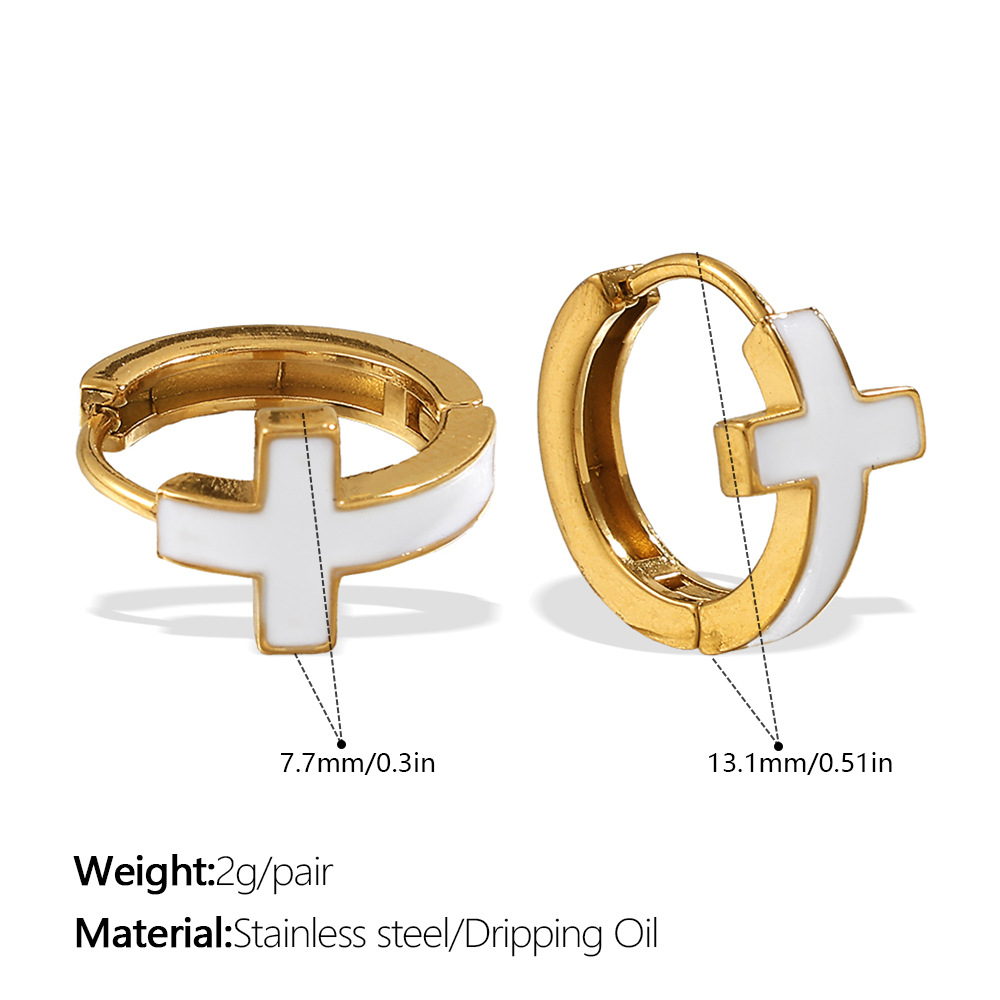 EH1182WEG White oil drop gold small earrings Picture9