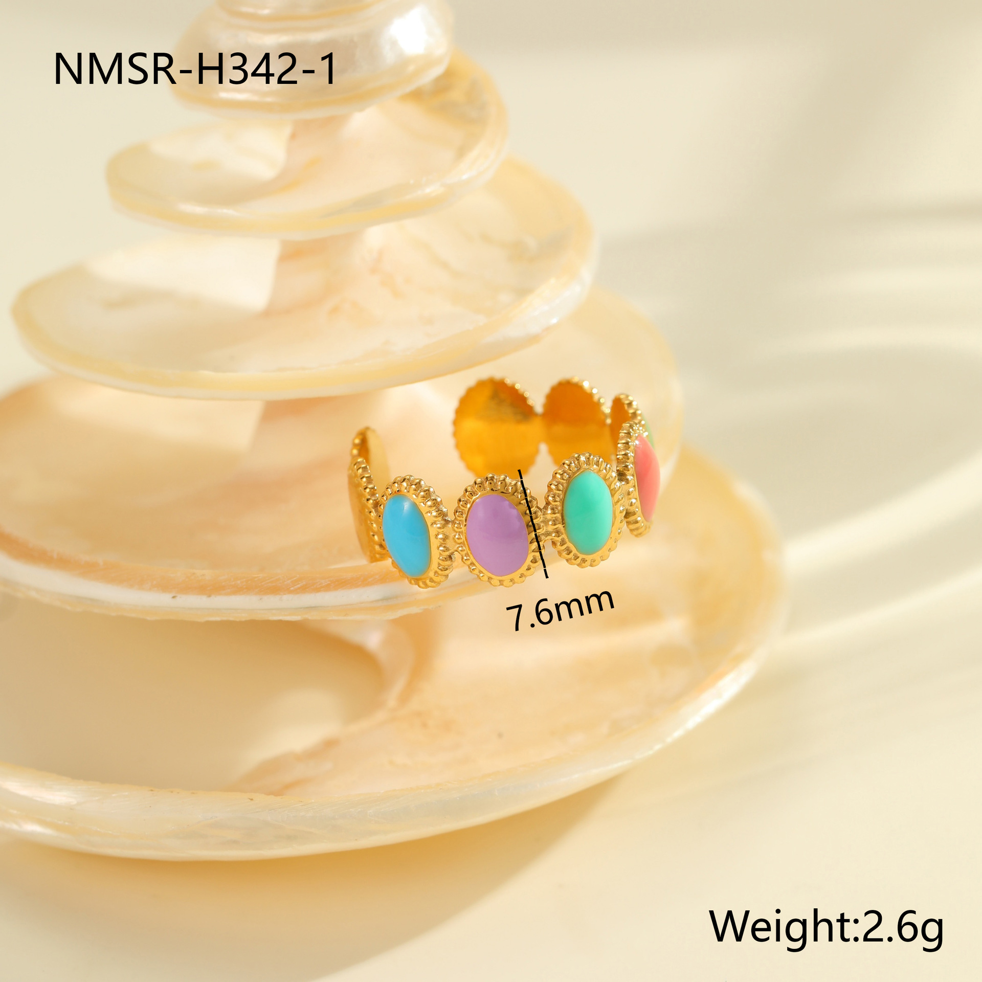 NMSR-H342-1 Colorful Oval Ring/One Size Picture2