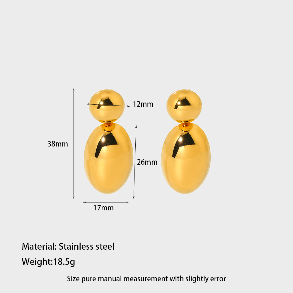 1 Pair Drop Shape Stainless Steel Gold Color Stud Earrings 