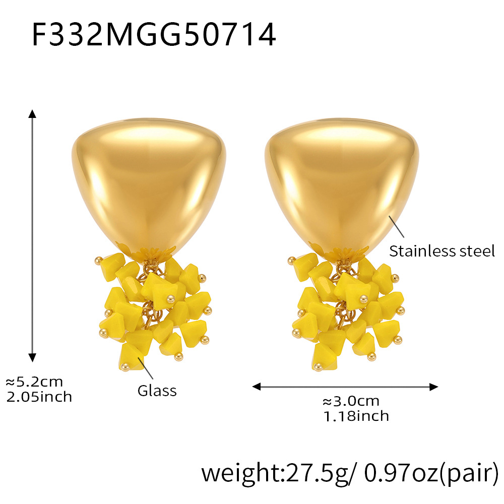 F332-Golden Yellow Stone Earrings Picture3