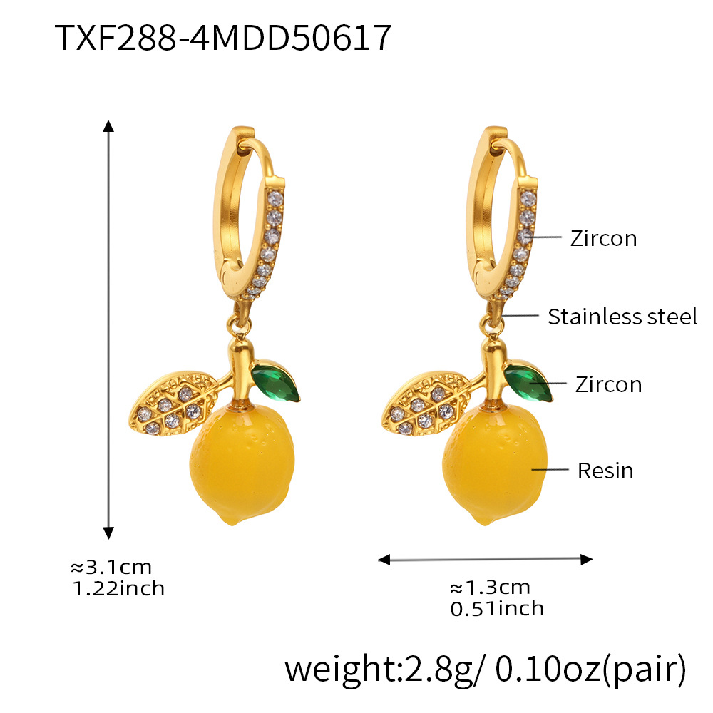 TXF288-4 Lemon Gold White Diamond Earrings Picture2