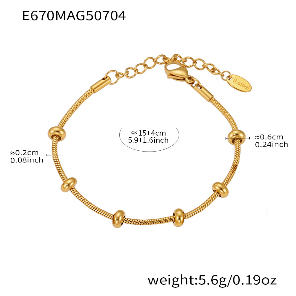 E670-Golden Bead Bracelet 15+4cm Picture19