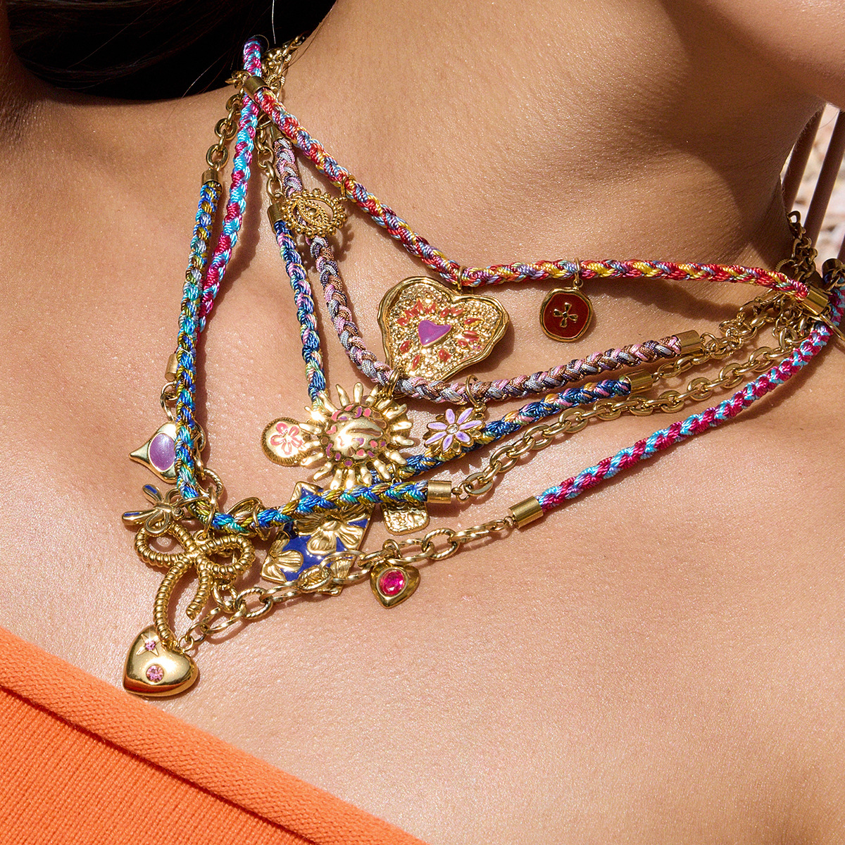 1 Piece Luxurious Shinning Stainless Steel Gold Color Women's Pendant Necklaces