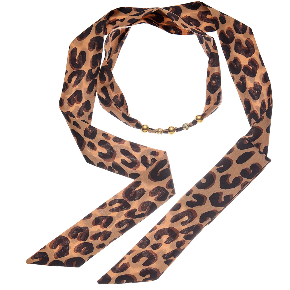 1 Piece Leopard DIY Print Fabric Stainless Steel Women's Long Necklaces Picture5