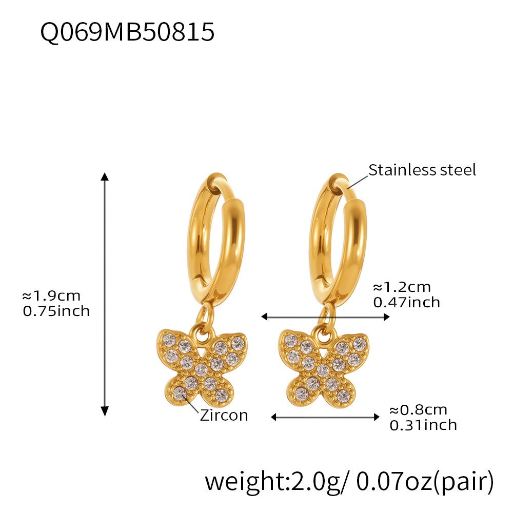 Q069-Golden Butterfly Zircon Earrings Picture8