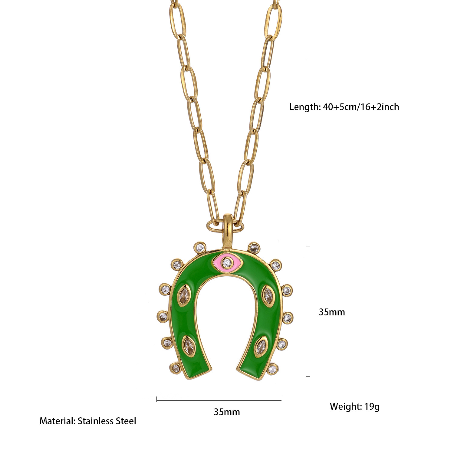 1 Piece Retro Horseshoe-shaped Stainless Steel Gold Color Women's Pendant Necklaces 