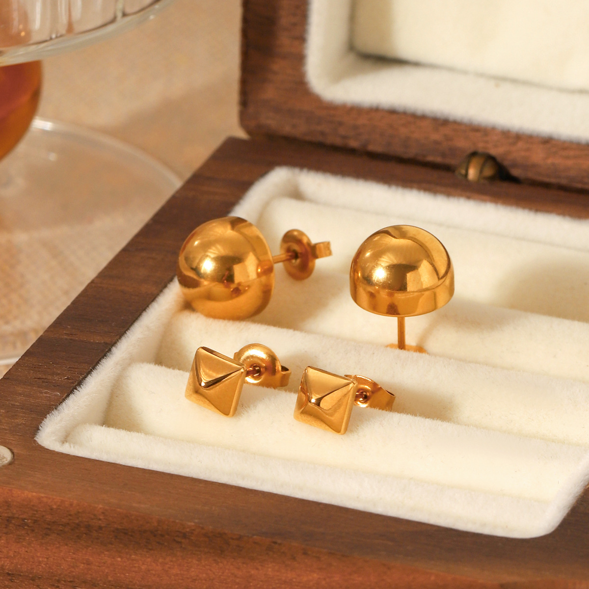 1 Pair Simple Irregular Shape Stainless Steel Gold Color Women's Stud Earrings Picture5