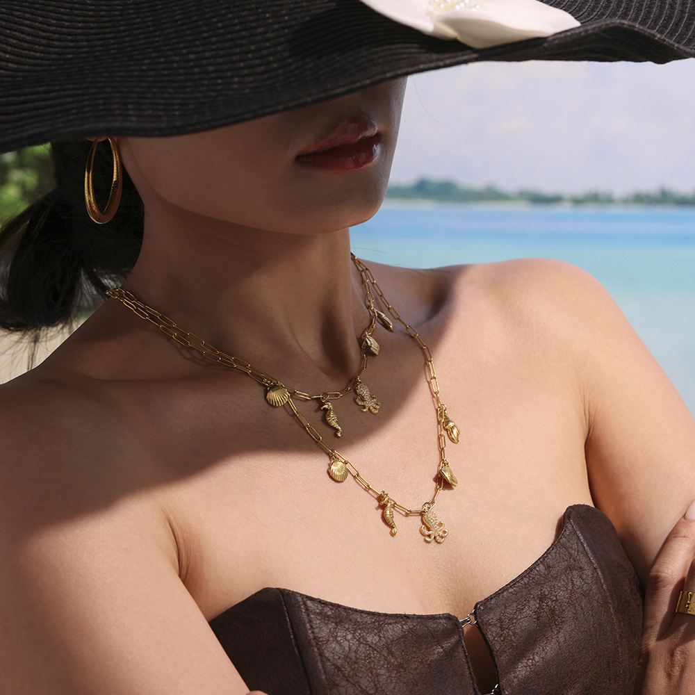 1 Piece Marine Organism Stainless Steel Gold Color Women's Pendant Necklaces Picture4