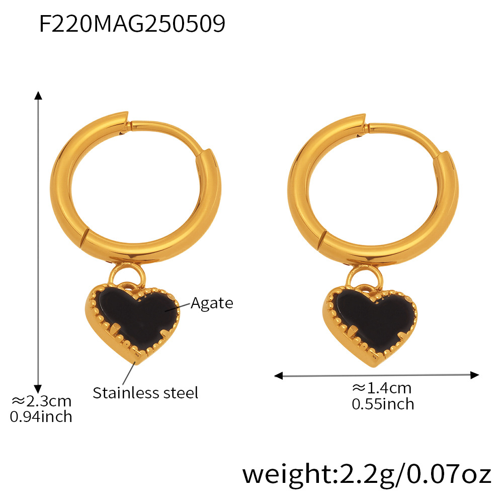 1 Pair Romantic Series Agate Stainless Steel Gold Color Women's Drop Earrings Picture2