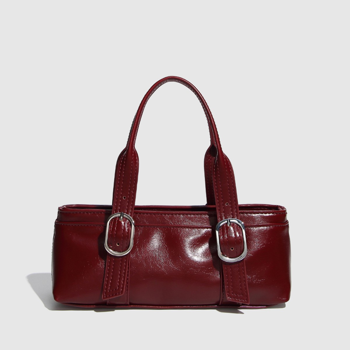Bolso de mano para mujer de PU de color sólido informal de serie simple de 1 pieza 2