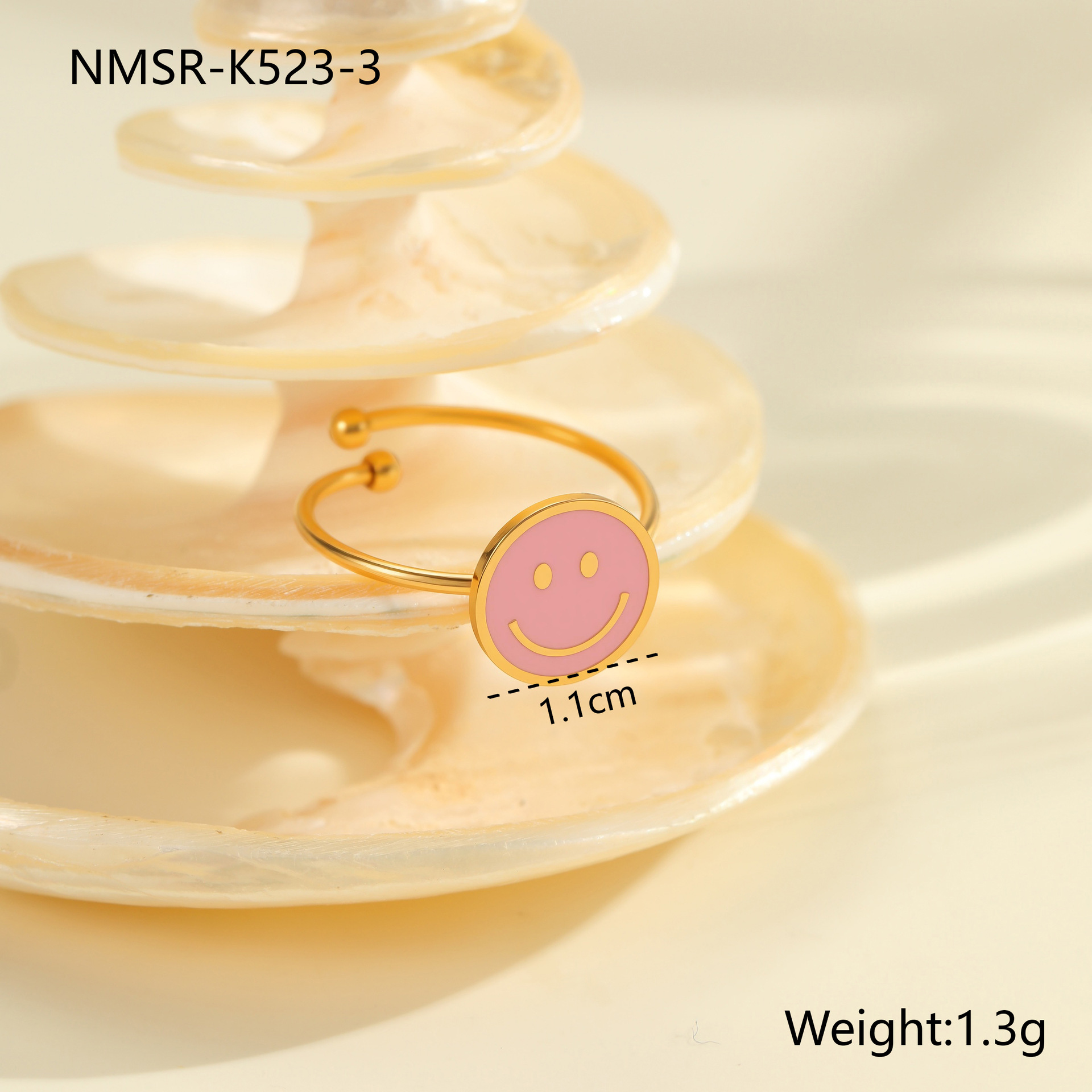 NMSR-K523-3 pink smiley face ring/One Size Picture6