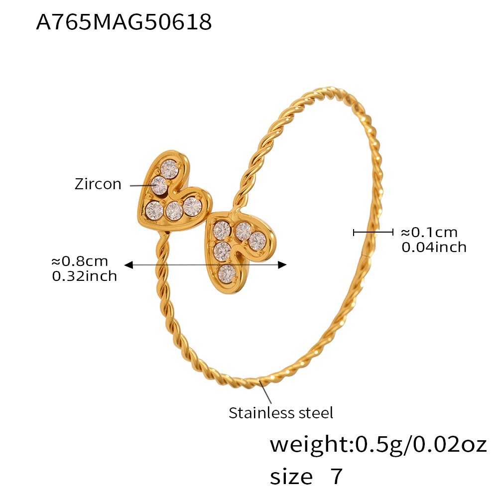 A765-Gold 5A Zircon Love Ring/No.7 Picture7