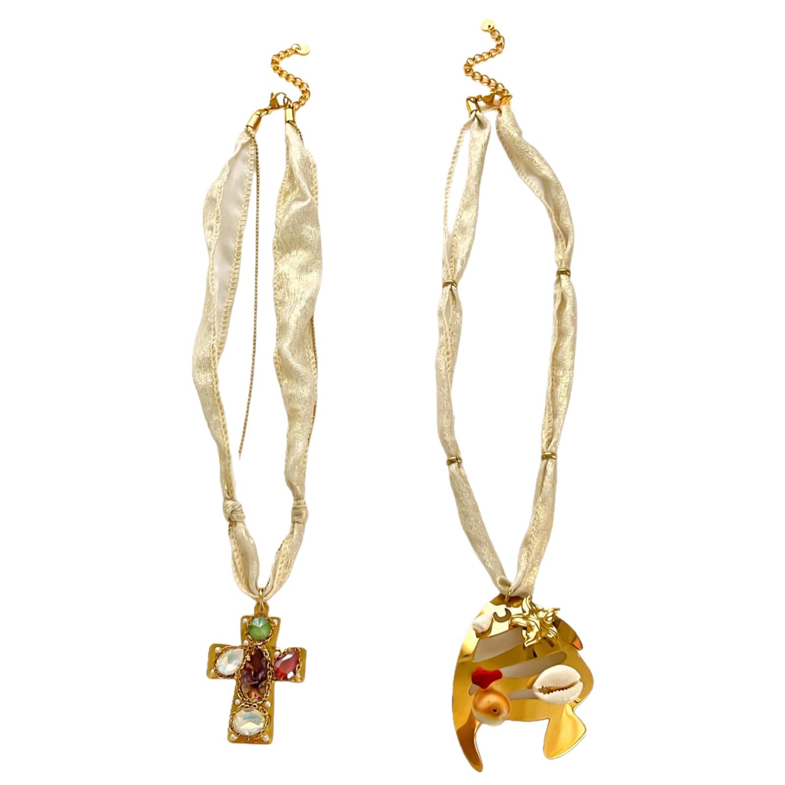 1 Piece Cross Fish Stainless Steel Waterproof Gold Color Pendant Necklace Picture6