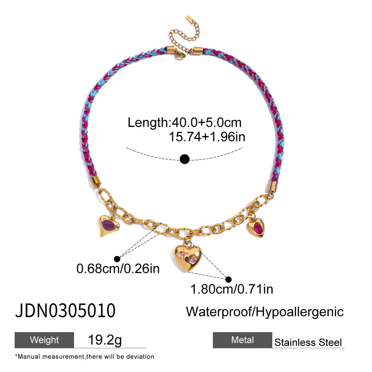 1 Piece Luxurious Shinning Stainless Steel Waterproof Gold Color Women's Braided Necklaces - 1