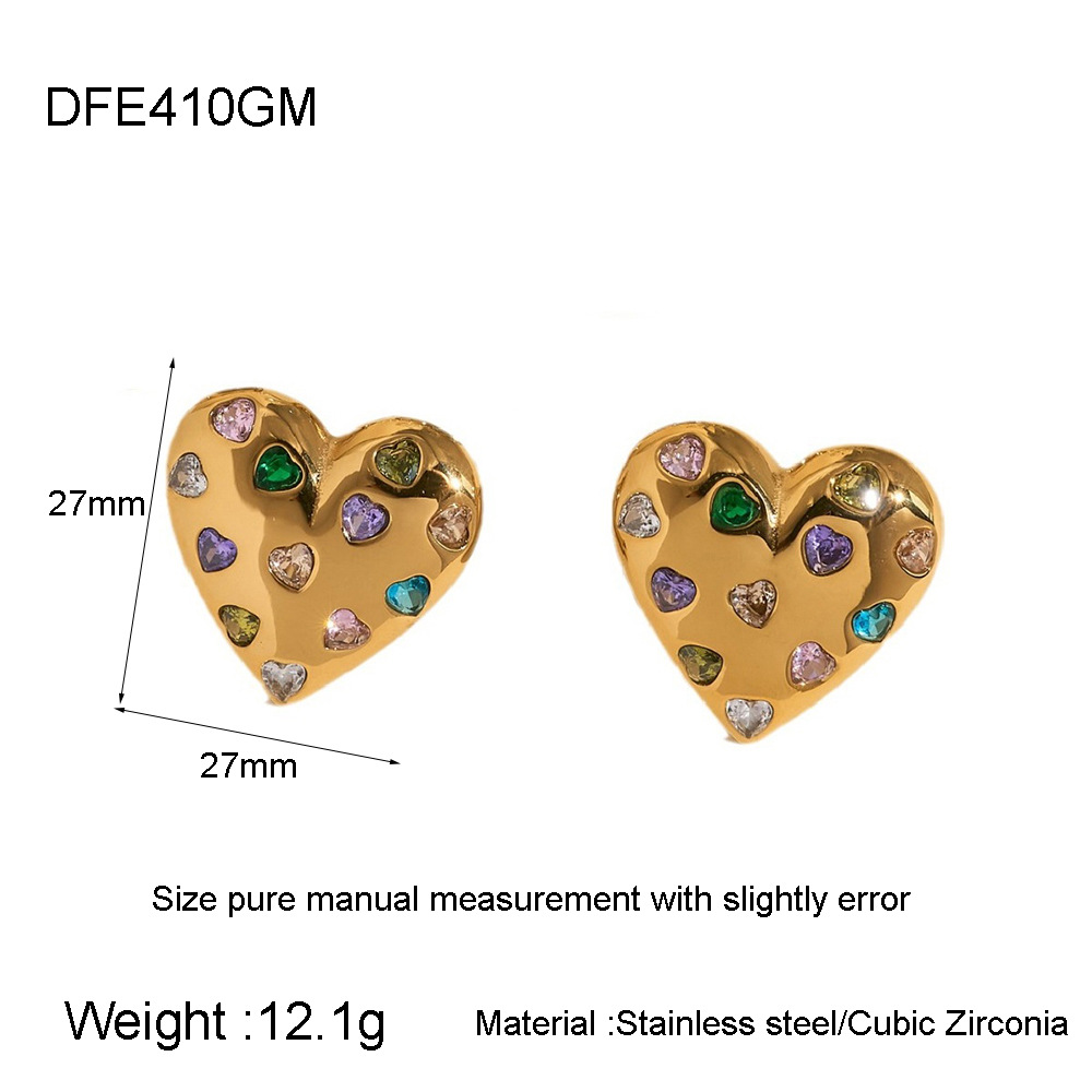 1 Piece Romantic Sweet Heart Stainless Steel Zircon Women's Jewelry Sets h5 