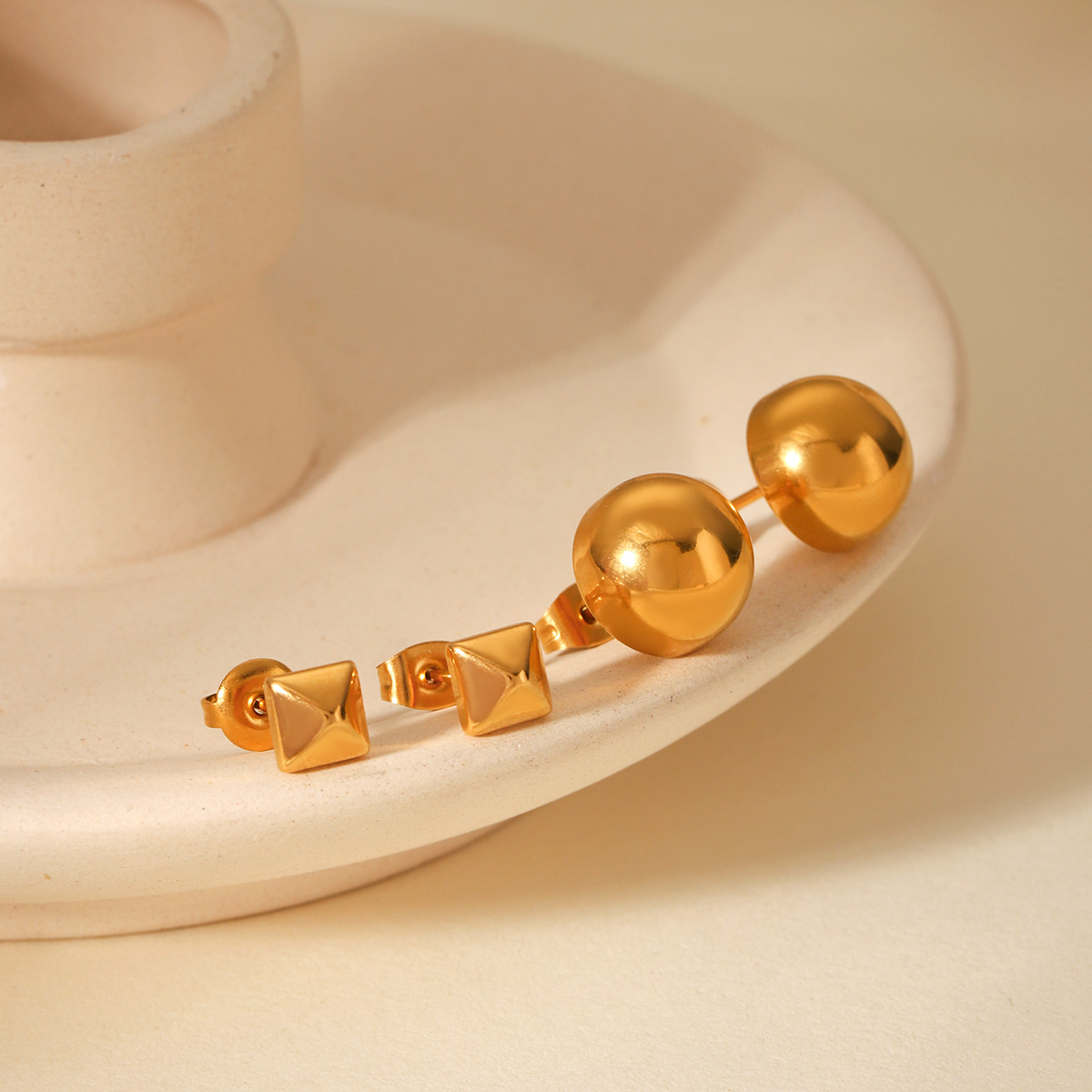 1 Pair Simple Irregular Shape Stainless Steel Gold Color Women's Stud Earrings Picture6