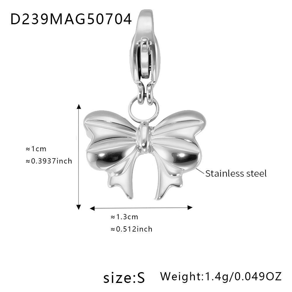 D239-Steel Bow Pendant 2pcs Picture4