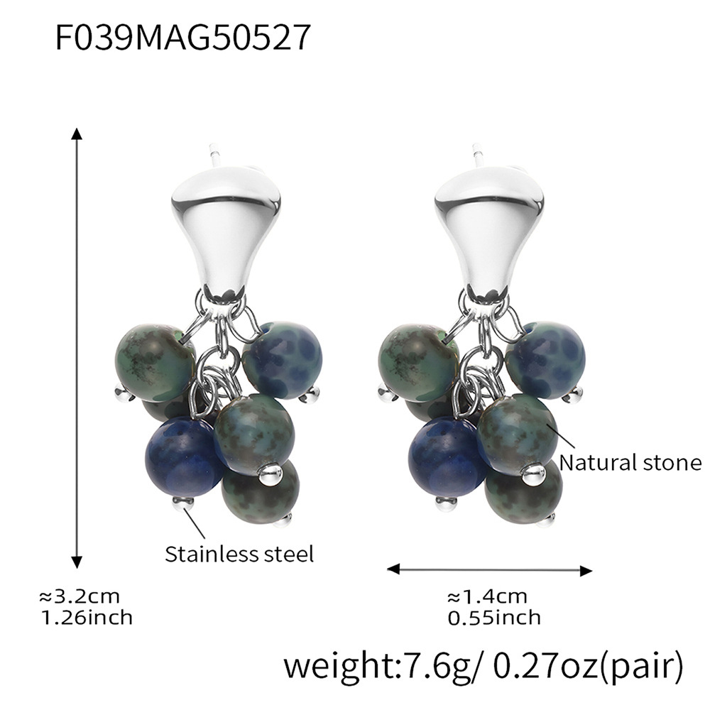 F039-Steel Natural Stone Earrings Picture8